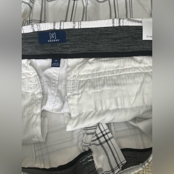 George Men's Black and White Plaid Cargo Shorts - Picture 6 of 7